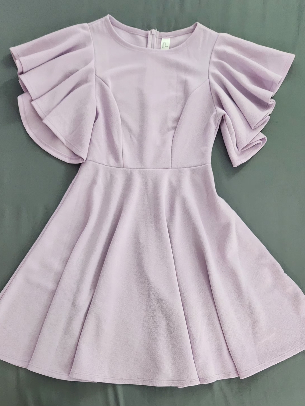 Lavender Ruffle Sleeve Mini Dress